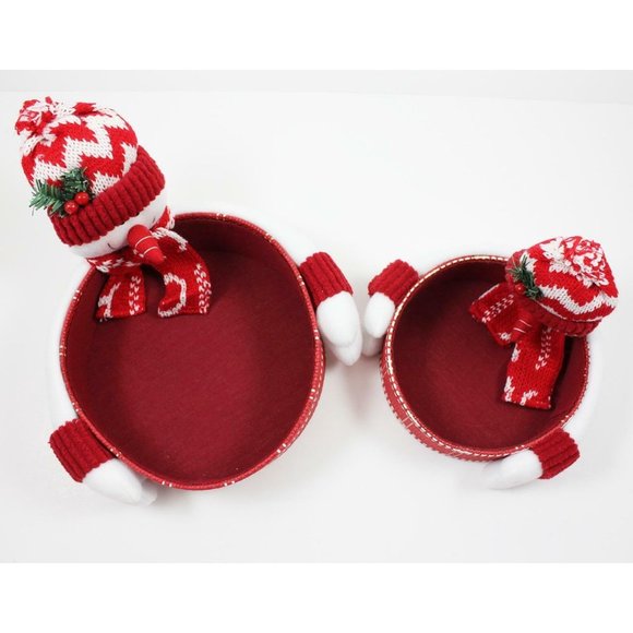 Set of Round Nesting Snowman Christmas Holiday Candy Treat Holders Boxes - Picture 2 of 6